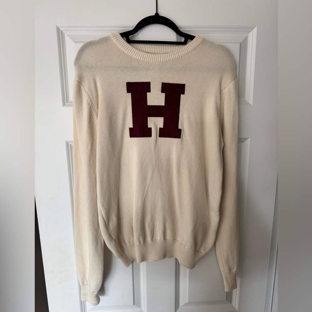 HARVARD Cream Sweater with Maroon Letter H